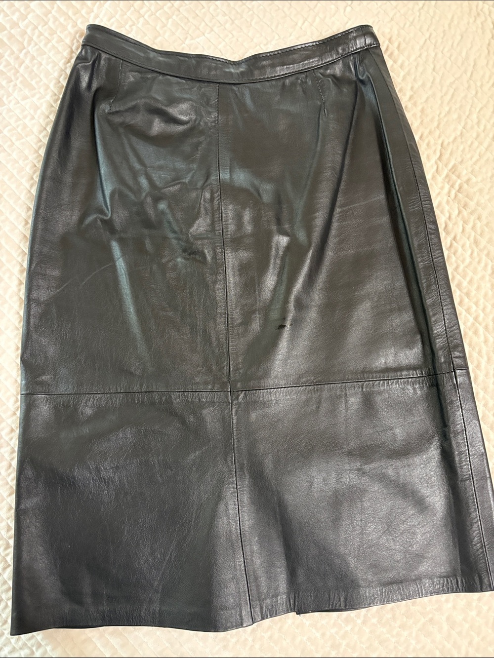Genuine Black Leather Midi Skirt - made in Argentina